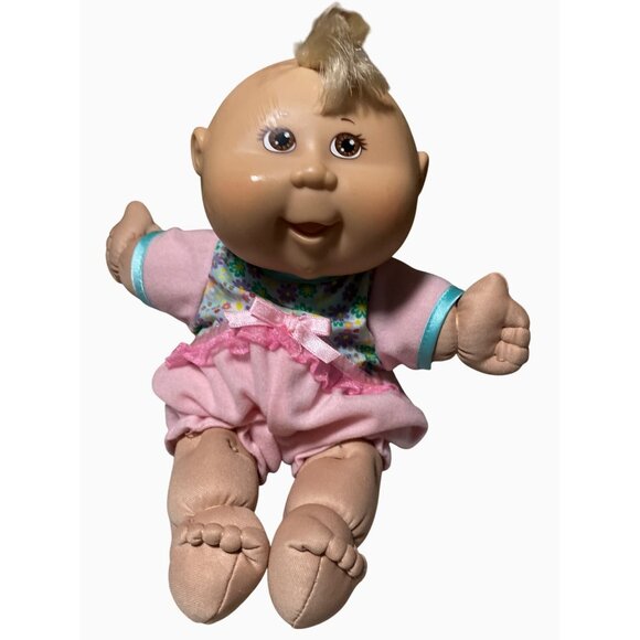 Cabbage Patch Kids Baby Doll 2004 Outfit Pink  Floral Pattern Plush and Vinyl - Picture 2 of 13